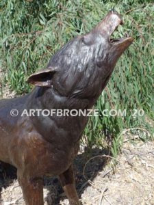 Broken Silence bronze mascot wolf sculpture for schools, universities or zoo
