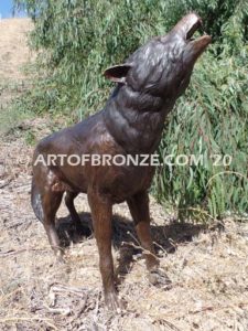 Broken Silence bronze mascot wolf sculpture for schools, universities or zoo