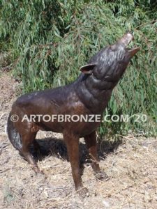 Broken Silence bronze mascot wolf sculpture for schools, universities or zoo