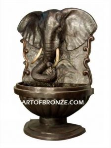 At the Waterhole bronze cast elephant head wall fountain for home decor