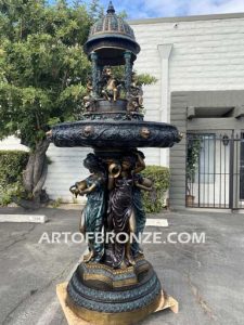 Cherubs with Water Maidens bronze cast monumental heroic Greek or Greco Roman tiered fountain