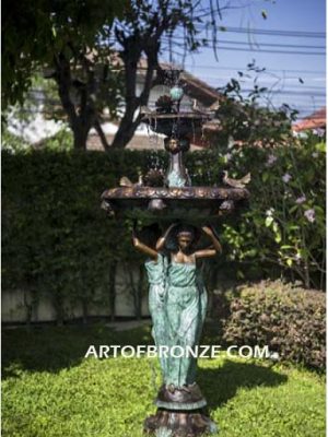 dove maidens bronze cast monumental heroic Greek or Greco Roman tiered fountain