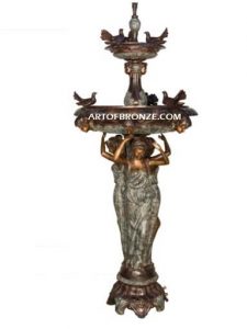dove maidens bronze cast monumental heroic Greek or Greco Roman tiered fountain