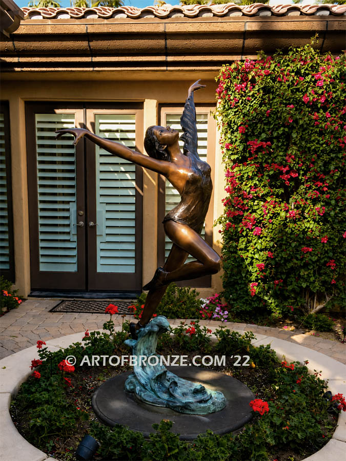 Harmony Light the art of dance and ballet bronze statue showing leaping ballerina