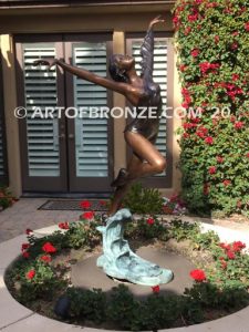 Harmony Light the art of dance and ballet bronze sculpture showing leaping ballerina