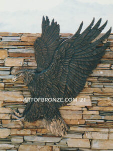 Touchdown flying eagle bas relief bronze statue wall relief attached to wall