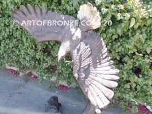 Down Draft bronze sculpture of eagle monument for public tree