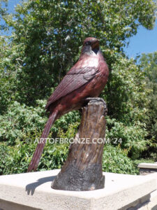 Cardinal Red Patina outdoor statue of a bronze cardinal state bird of North Carolina