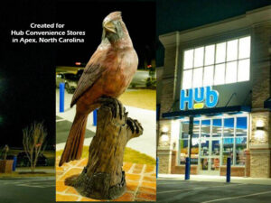 Cardinal Red Patina outdoor statue of a bronze cardinal state bird of North Carolina