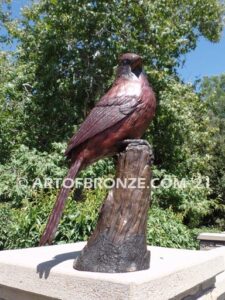 Cardinal Red Patina outdoor statue of a bronze cardinal state bird of North Carolina