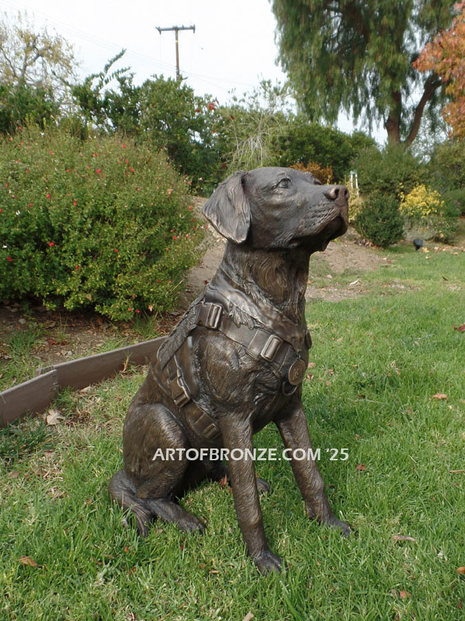 Military Work Dog sitting Labrador Retriever life-size war dog statue
