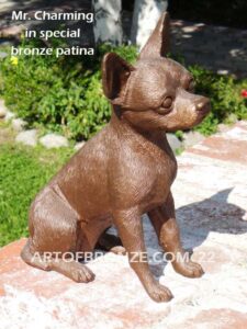 Unique high-end gallery custom bronze sculpture of pets likeness