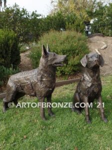 Military Work Dogs scout, sentry, and explosion detection bronze sculpture veterans memorial