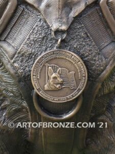 Military Work Dogs scout, sentry, and explosion detection bronze sculpture veterans' memorial