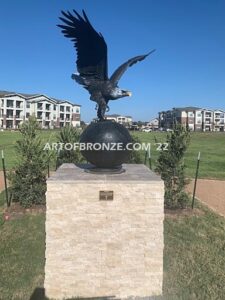 On Eagles Wings bronze sculpture of eagle monument for Katy Community Fellowship