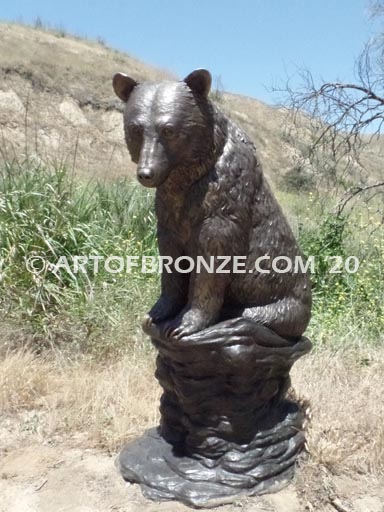 Rest Time bronze sculpture grizzly bear, black bear and brown bear mascot for school, university or zoo