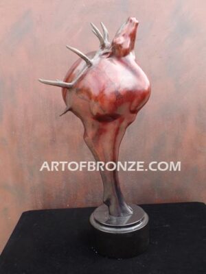 Voice on the Wind bronze elk sculpture of abstract elk head design for home or office