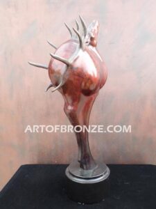Voice on the Wind bronze elk sculpture of abstract elk head design for home or office