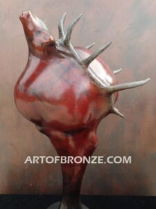 Voice on the Wind bronze elk sculpture of abstract elk head design for home or office