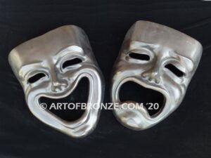 Comedy and Tragedy bronze laughing and crying masks wall artwork symbol for the theater