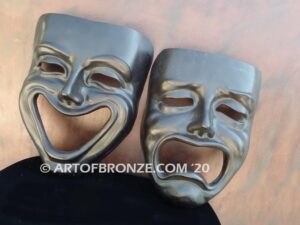Comedy and Tragedy bronze laughing and crying masks wall artwork symbol for the theater