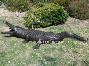 Don’t Get Too Close bronze fine art gallery or school mascot sculpture of crocodile, alligator and reptiles