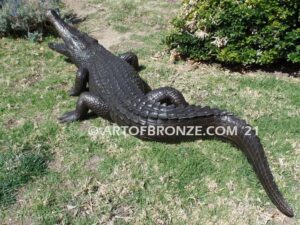 Don’t Get Too Close bronze fine art gallery or school mascot sculpture of crocodile, alligator and reptiles