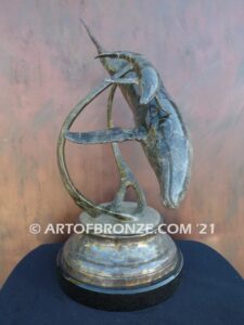 Tenderness indoor marine art bronze sculpture mother & calf humpback whale for home or office