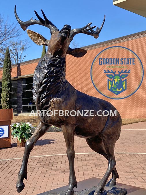Alan R. Giles Memorial Stag custom bronze sculpture elk mascot for Gordon State College in Barnesville, GA