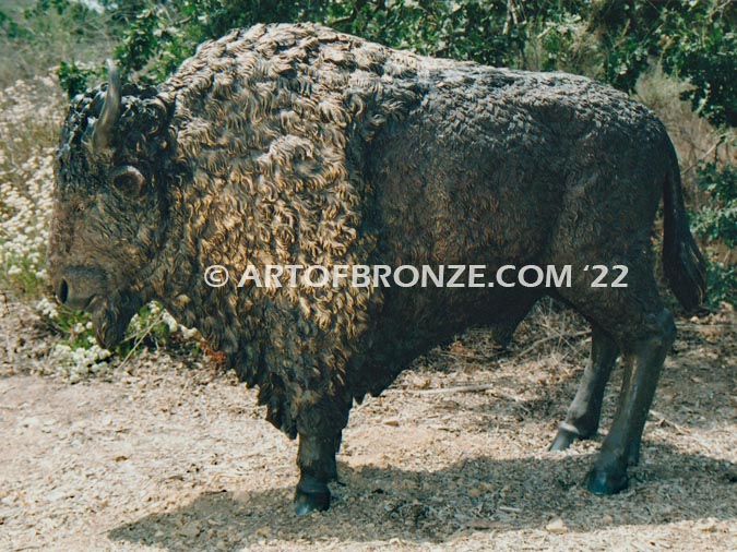 American Bison standing bronze bison monumental statue herd for school, corporate or private residence