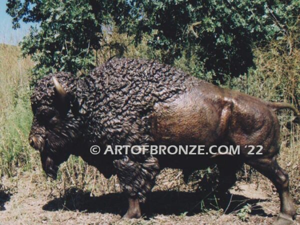 Legend of the Plains standing bronze bison monumental sculpture herd for school, corporate or private residence