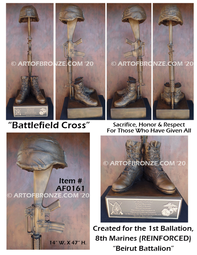 Battle Cross life-size bronze sculpture Marine Corps Base Camp Lejeune, North Carolina