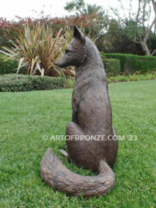 Alert bronze mascot fox sculpture for gallery, art in public places or school mascot