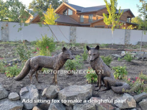 Alert bronze standing fox mascot sculpture for gallery, art in public places or school