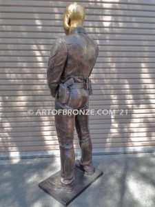 Forever Remembered bronze sculpture of life-size bronze memorial sculpture of police officer Nathan Heidelberg