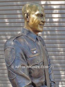 Forever Remembered bronze sculpture of life-size bronze memorial sculpture of police officer Nathan Heidelberg