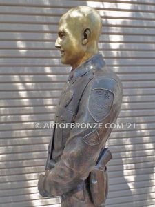 Forever Remembered bronze sculpture of life-size bronze memorial sculpture of police officer Nathan Heidelberg