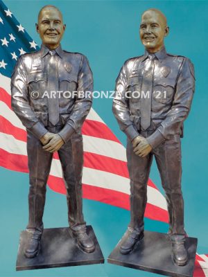 Forever Remembered bronze sculpture of life-size bronze memorial sculpture of police officer Nathan Heidelberg