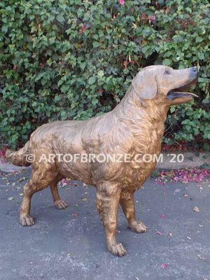 Buddy custom, gallery quality bronze sculpted golden retriever dog monument