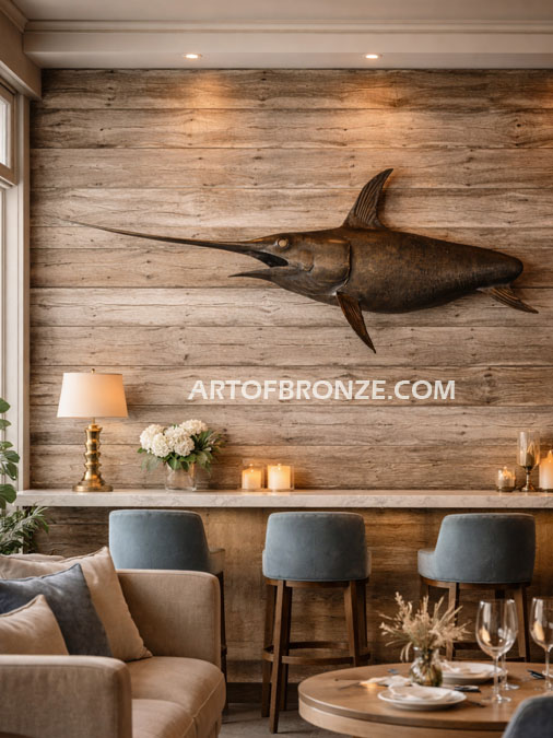 North Pacific Swordfish bronze offshore sportfishing marlin and sailfish fine art gallery sculpture