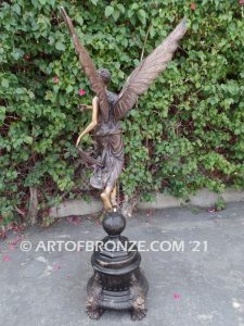 Angel of Fortune bronze sculpture of flying angel guardian for private gallery or public display