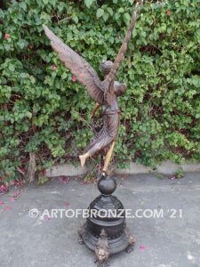 Angel of Fortune bronze sculpture of flying angel guardian for private gallery or public display