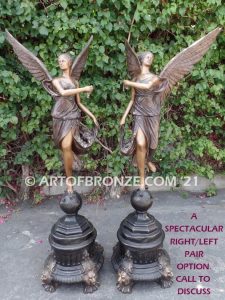 Angel of Fortune bronze sculpture of flying angel guardian for private gallery or public display