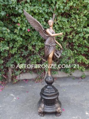 Angel of Fortune bronze sculpture of flying angel guardian for private gallery or public display