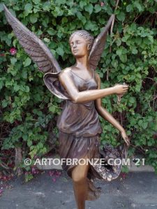 Angel of Fortune bronze sculpture of flying angel guardian for private gallery or public display