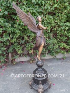 Angel of Fortune bronze sculpture of flying angel guardian for private gallery or public display