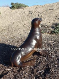 Angel of the Sea bronze life-size sea lion fountain sculpture for outdoor enjoyment