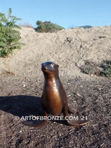 Angel of the Sea bronze life-size sea lion fountain sculpture for outdoor enjoyment