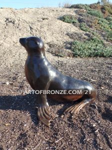 Angel of the Sea bronze life-size sea lion fountain sculpture for outdoor enjoyment