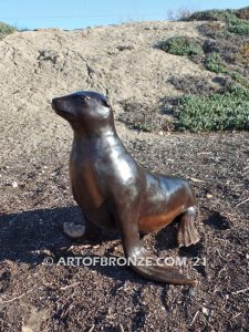 Angel of the Sea bronze life-size sea lion fountain sculpture for outdoor enjoyment